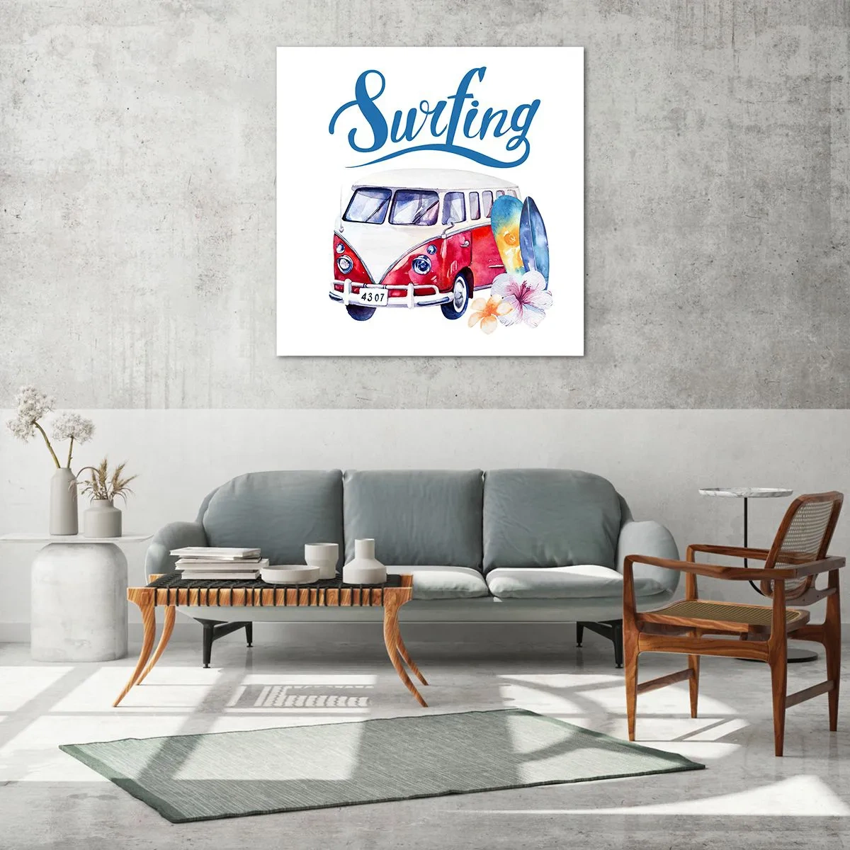 Obraz na skle - Uhorka - klasika pre surferov - 60x60 cm
