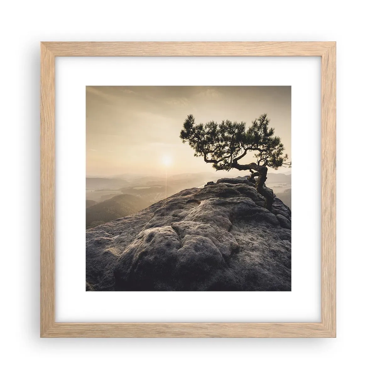 Plagát v ráme zo svetlého duba - Život vždy víťazí - 30x30 cm