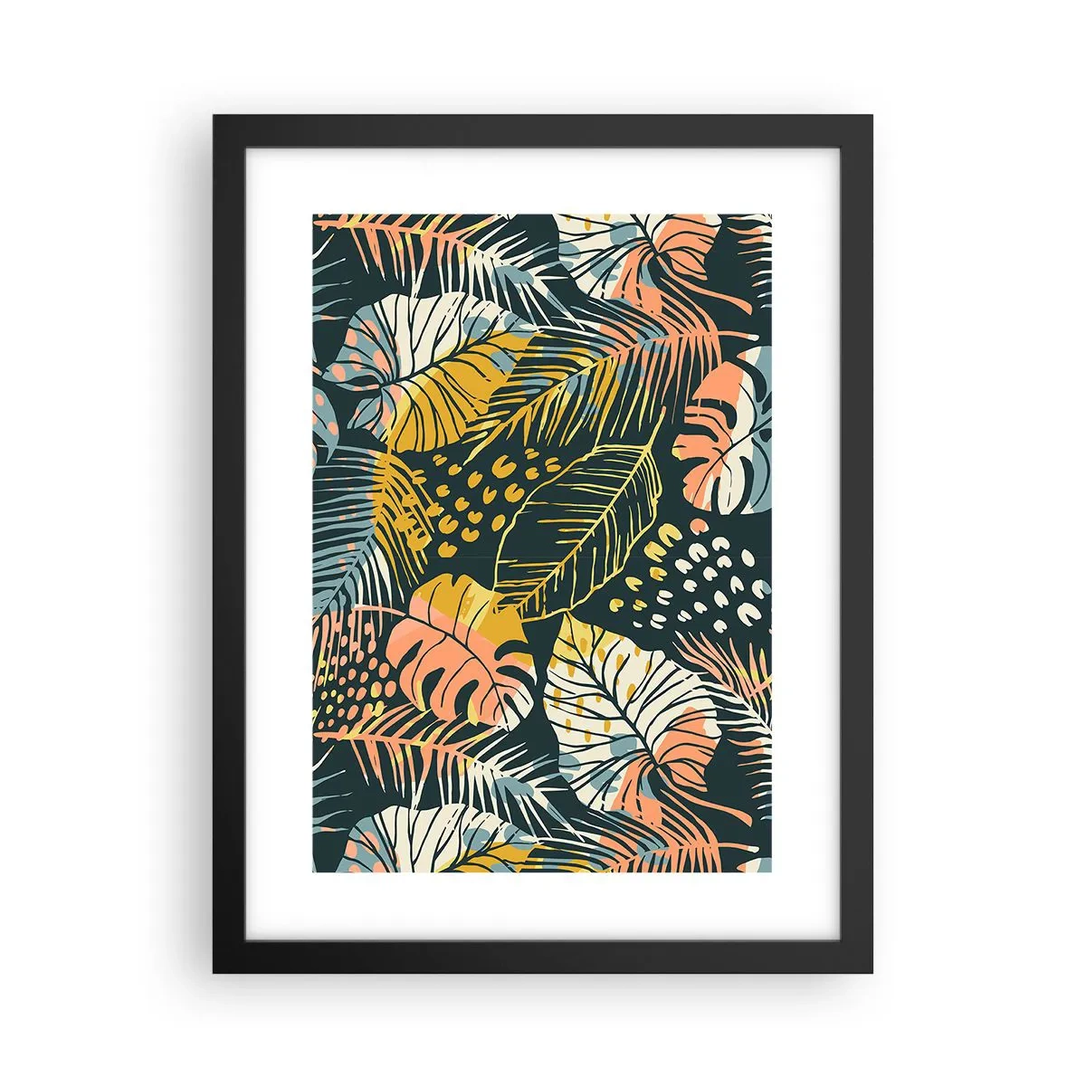 Plagát v čiernom ráme - Listová fantázia - 30x40 cm