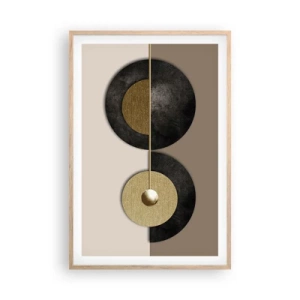 Plagát v ráme zo svetlého duba - Variácie okolo kruhu - 61x91 cm