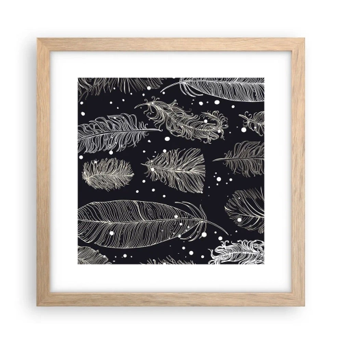 Plagát v ráme zo svetlého duba - Čipka s perím - 30x30 cm