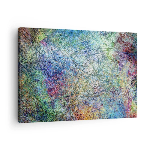 Obraz na plátne - Abstraktná kompozícia s viacfarebnými čiarami a textúrami - 70x50cm - To nie je tak jednoduché - Moderná nástenná dekorácia do obývacej izby a spálne ARTTOR