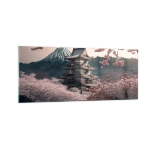 Obraz na skle - Krajina kvitnúcich čerešní - 100x40 cm