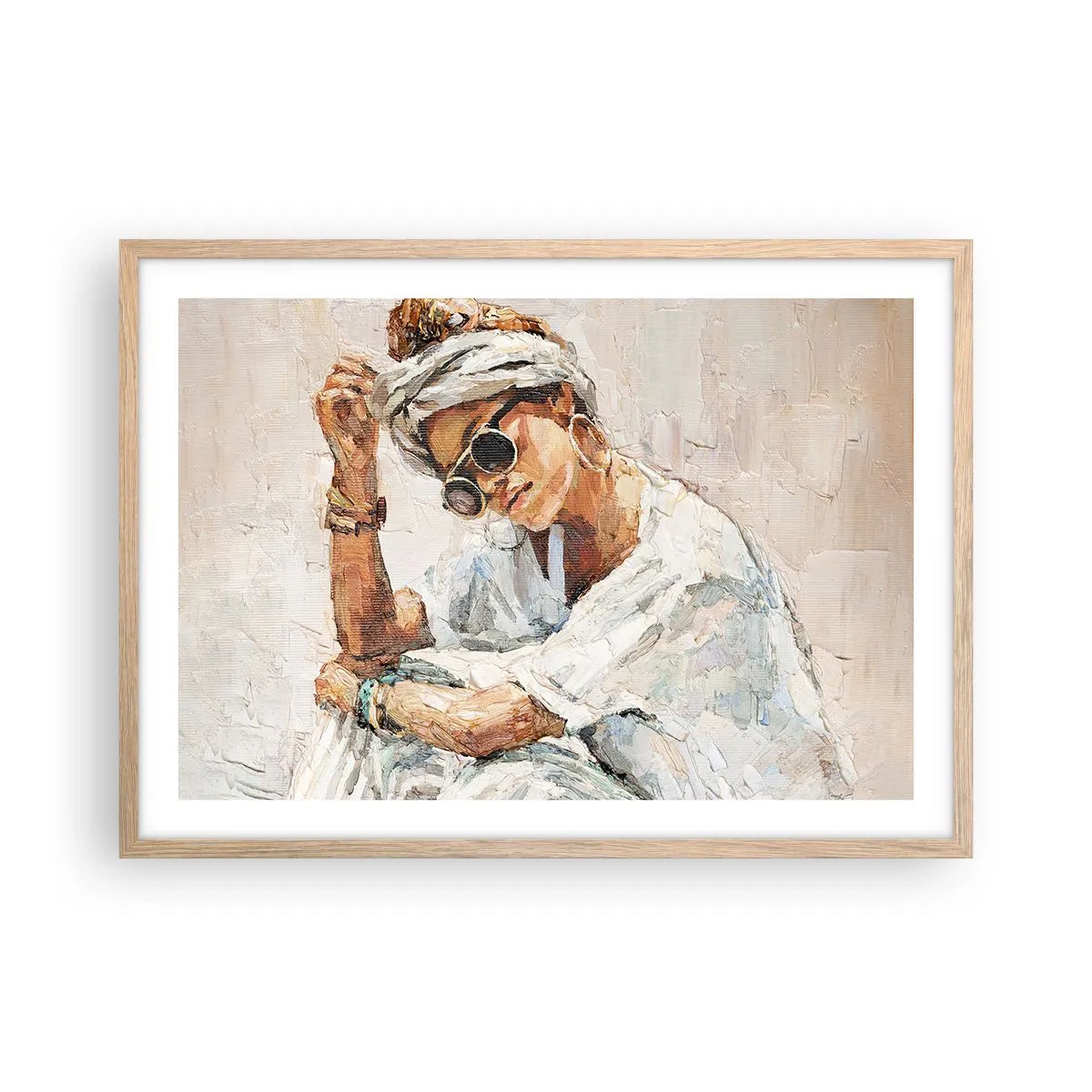 Plagát v ráme zo svetlého duba - Portrét v plnom slnku - 70x50 cm