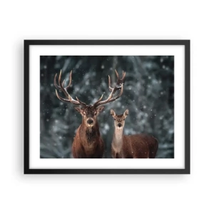 Plagát v čiernom ráme - Pán lesa so svojou ženou - 50x40 cm