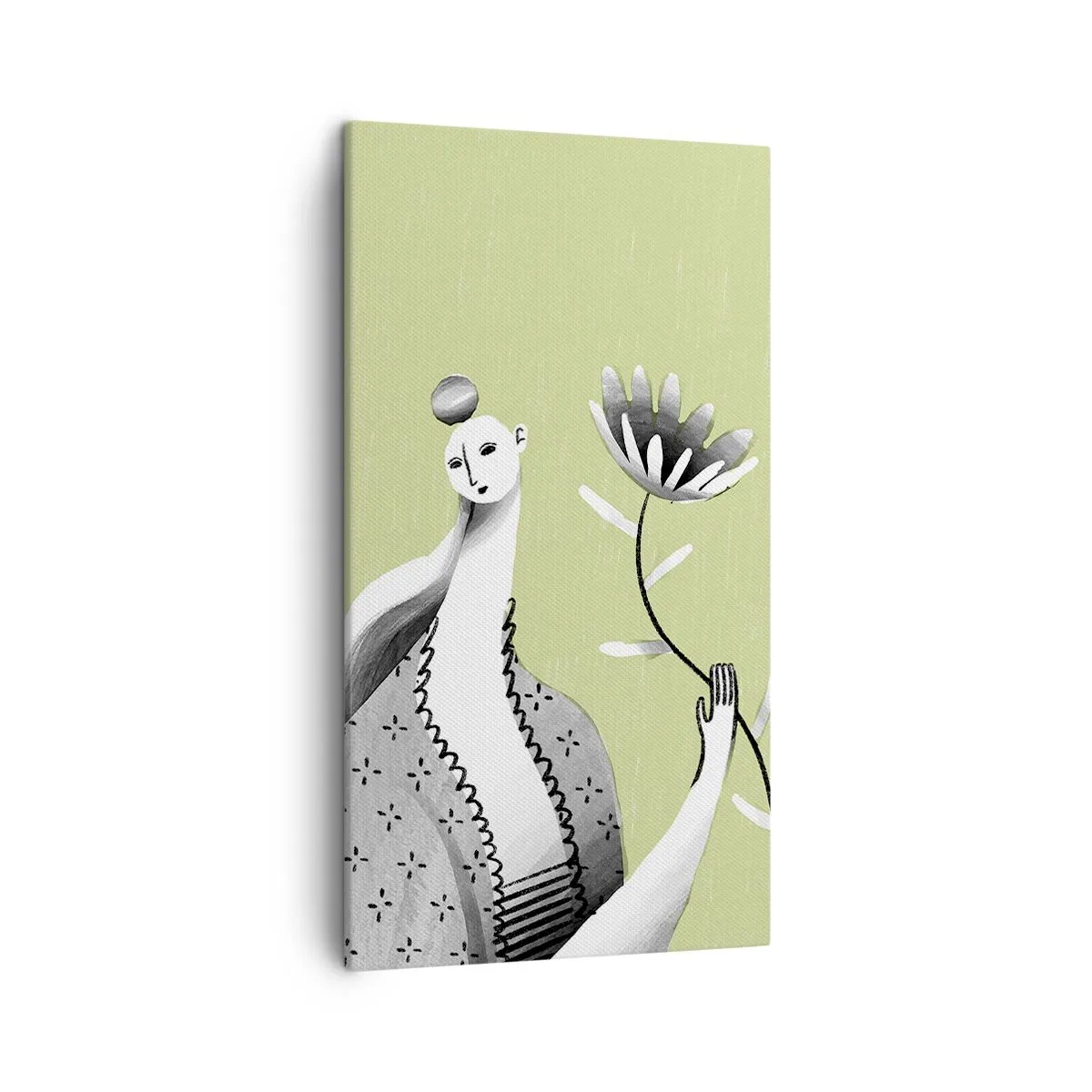 Obraz na plátne - Modernistický portrét – držiaci kvet - 45x80 cm