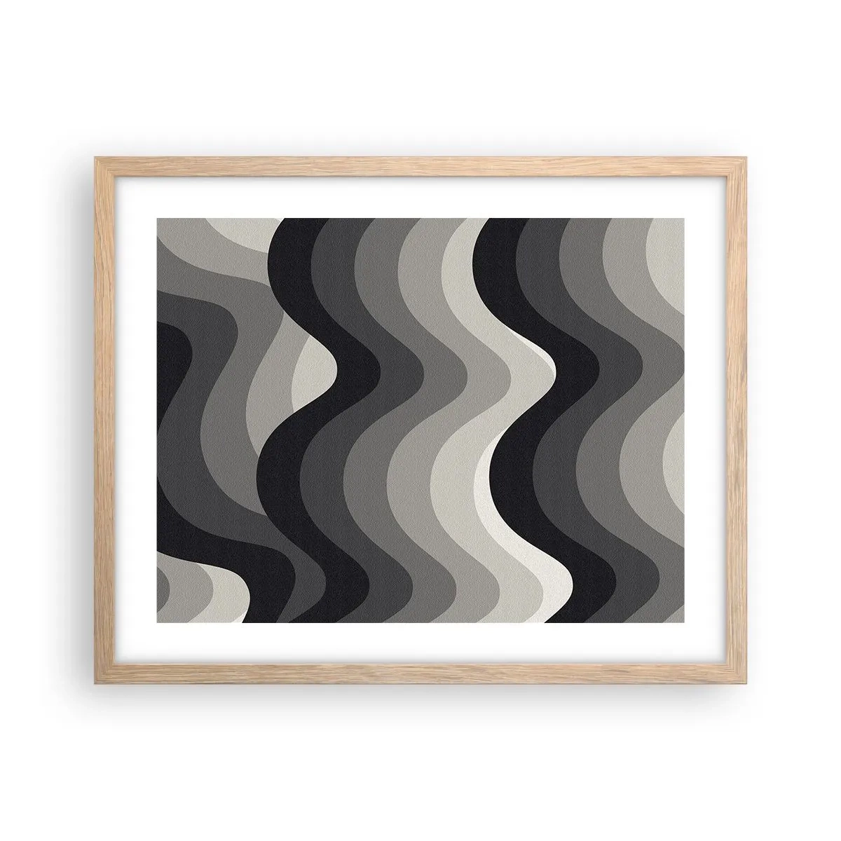 Plagát v ráme zo svetlého duba - Vlna za vlnou - 50x40 cm