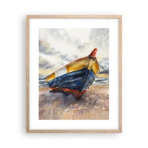 Plagát v ráme zo svetlého duba - Odpočinok na brehu - 40x50 cm