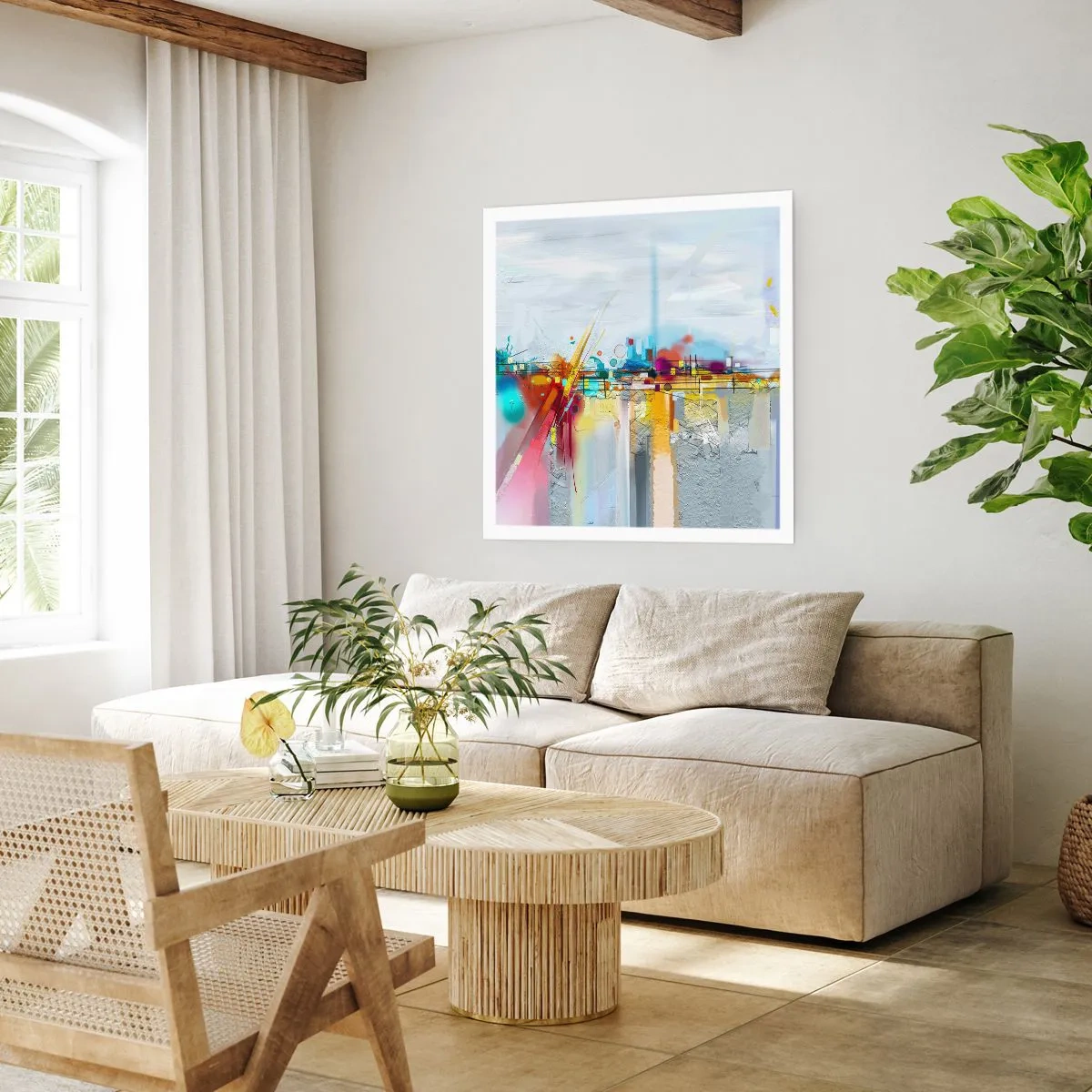 Plagát - Most radosti nad riekou života - 60x60 cm