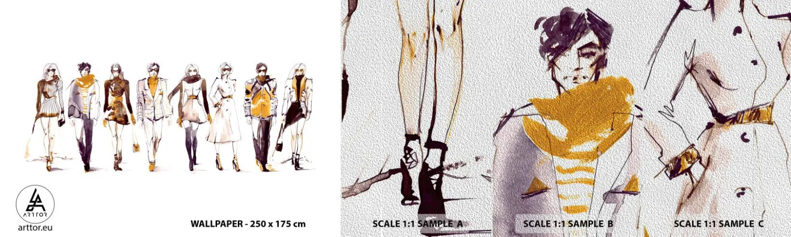 Vzorka fototapety Premium Sand - Nevynútená a voľná elegancia - Žena, Model, Móda - 100x30 cm