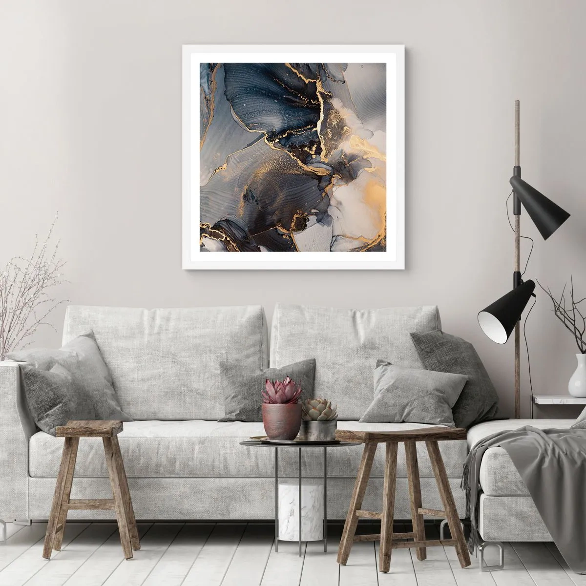 Plagát v bielom ráme - Život kameňa - 60x60 cm