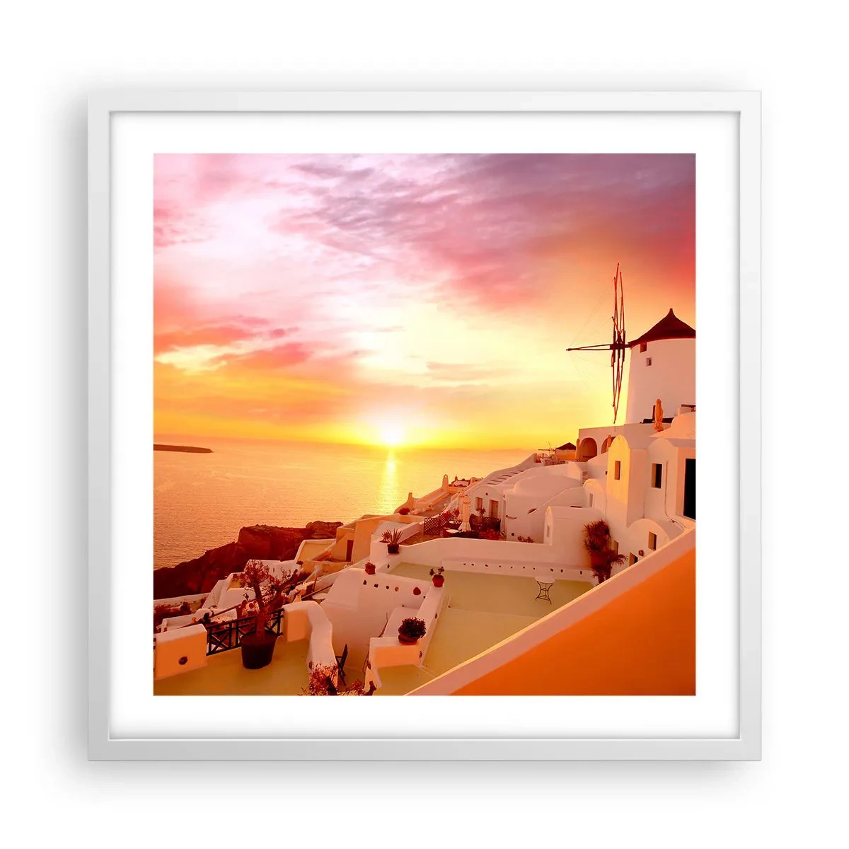 Plagát v bielom ráme - Rozplynúť sa v bielej a zlatej - 50x50 cm