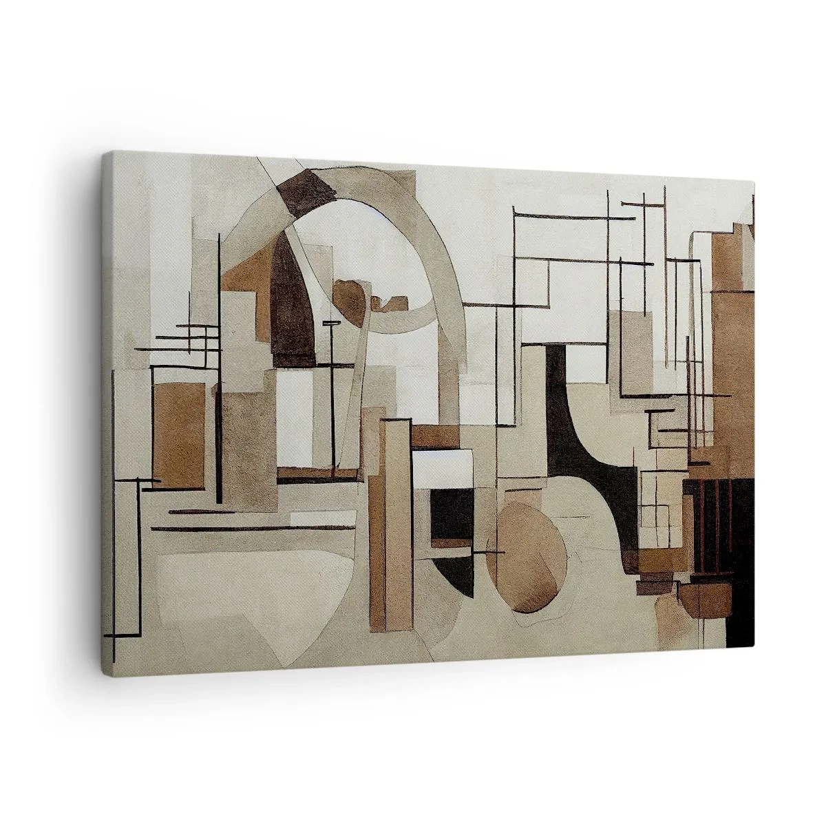 Obraz na plátne - Architektonická abstrakcia v béžovej a hnedej farbe - 70x50cm - Mestská krajina 2.0 - Moderná nástenná dekorácia do obývacej izby a spálne ARTTOR