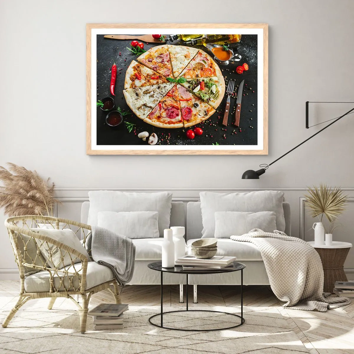 Plagát v ráme zo svetlého duba - Vejár chutí - 100x70 cm