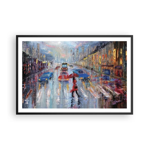 Plagát v čiernom ráme - Daždivé popoludnie v meste - 91x61 cm