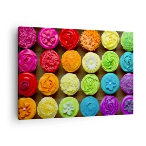 Obraz na plátne - Farebné koláčiky s pastelovými dekoráciami - 70x50cm - Každé iné - všetky skvelé - Moderná nástenná dekorácia do obývacej izby a spálne ARTTOR