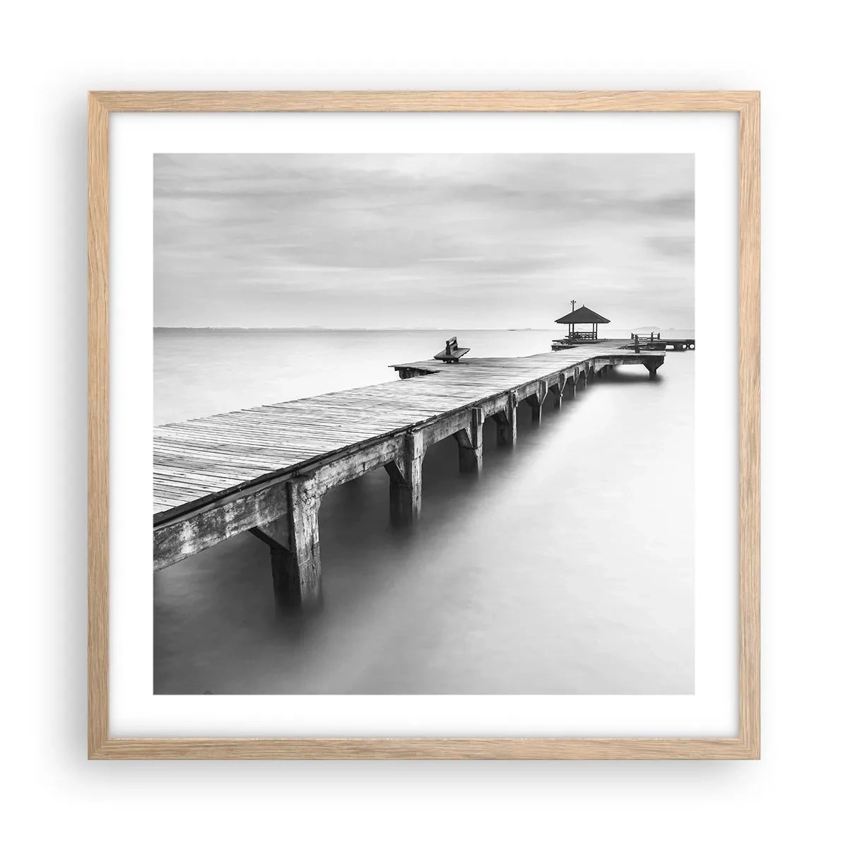 Plagát v ráme zo svetlého duba - Ďaleko od nás - 50x50 cm