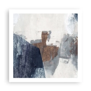 Plagát - Modro-hnedé tvary - 60x60 cm