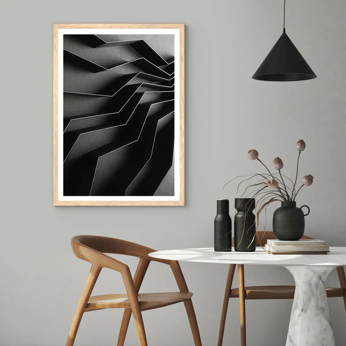 Plagát v ráme zo svetlého duba - Priestorový poriadok - 50x70 cm