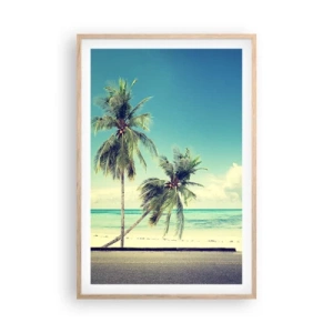 Plagát v ráme zo svetlého duba - Prázdniny, je čas začať - 61x91 cm