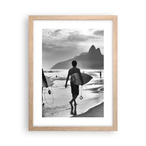 Plagát v ráme zo svetlého duba - Samba na jednu vlnu - 30x40 cm