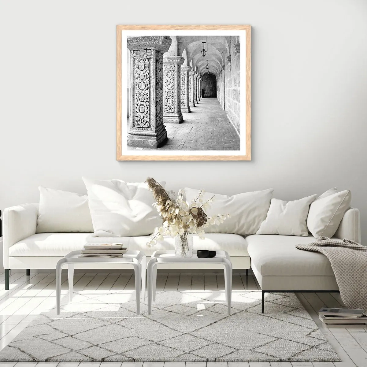 Plagát v ráme zo svetlého duba - Kam…? - 60x60 cm