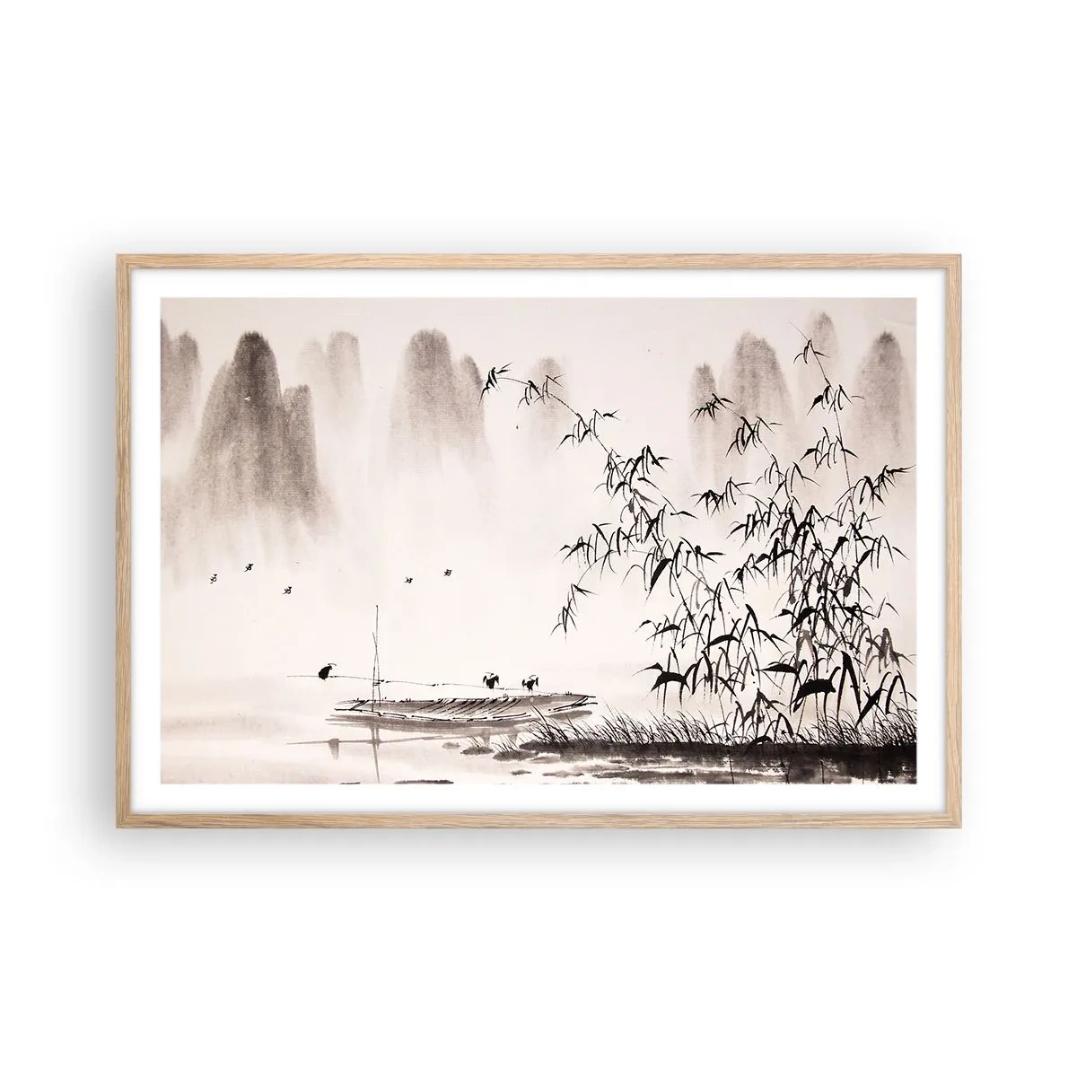 Plagát v ráme zo svetlého duba - Pokoj ryžových polí - 91x61 cm