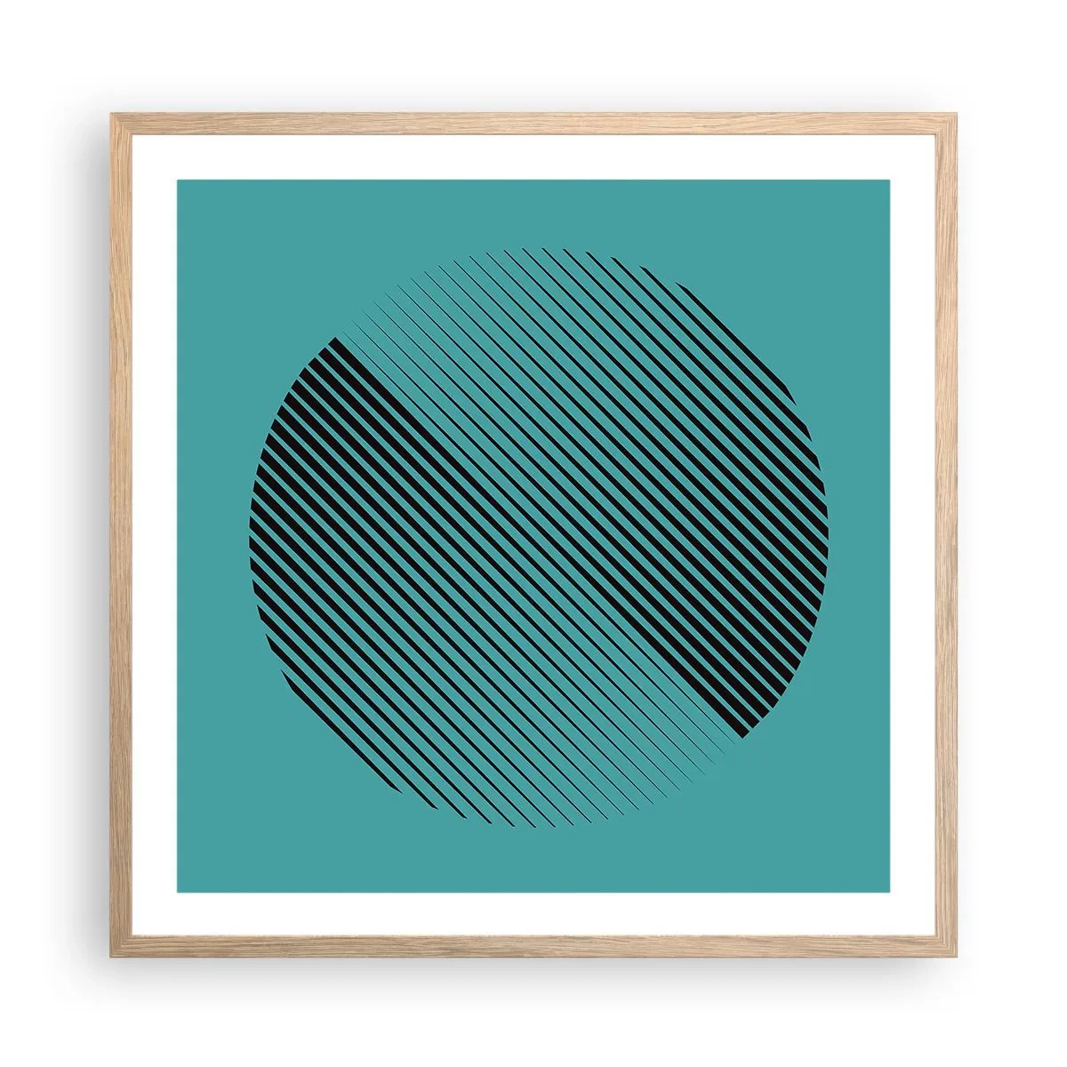 Plagát v ráme zo svetlého duba - Kruh – geometrická variácia - 60x60 cm
