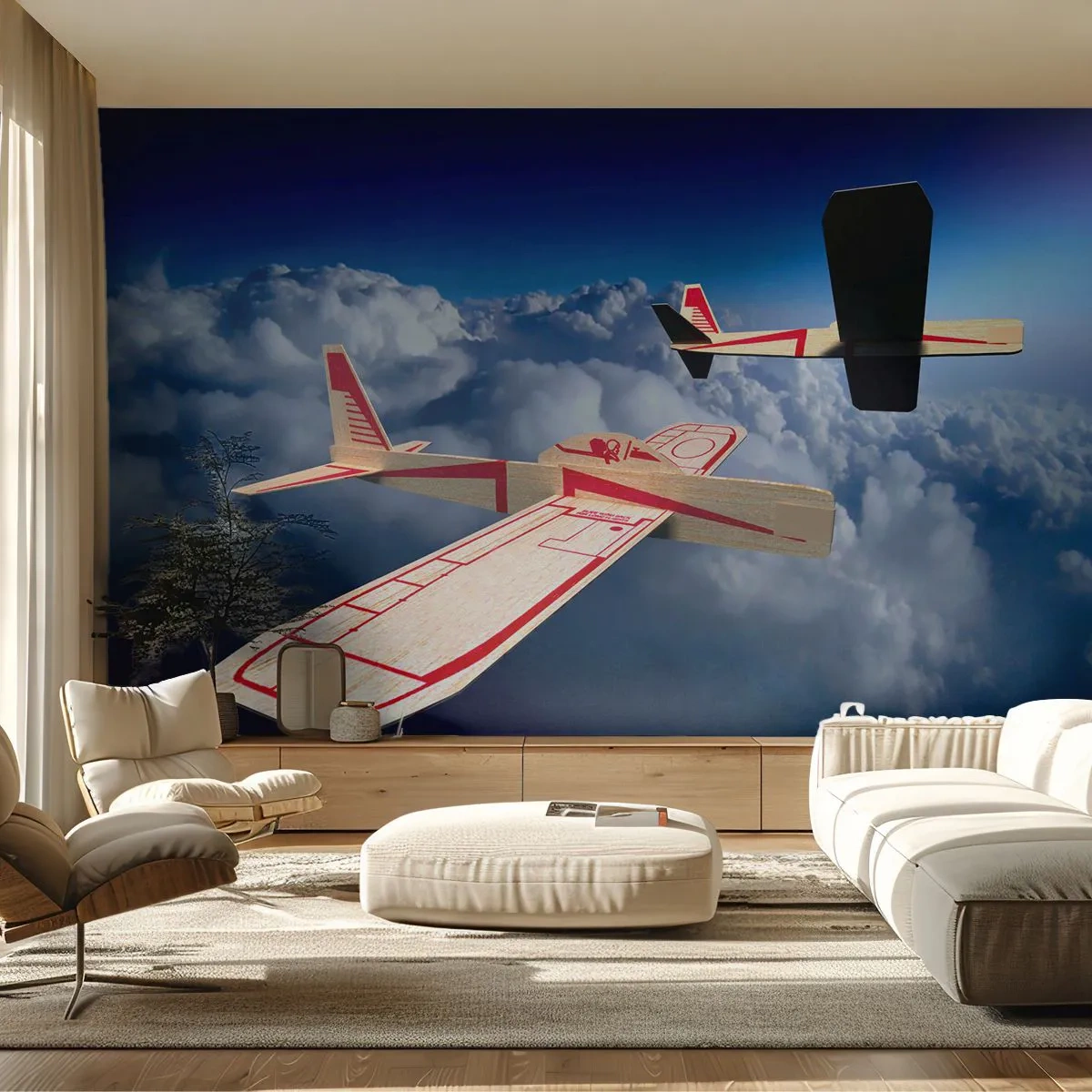 Fototapeta Premium Sand - Ešte vyššie, ešte ďalej - Lietadlo, Vetroň, Mraky - 400x280 cm