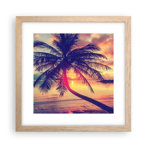 Plagát v ráme zo svetlého duba - Večer pod palmami - 30x30 cm
