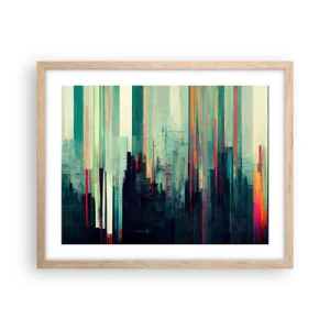 Plagát v ráme zo svetlého duba - Futuristické mesto - 50x40 cm