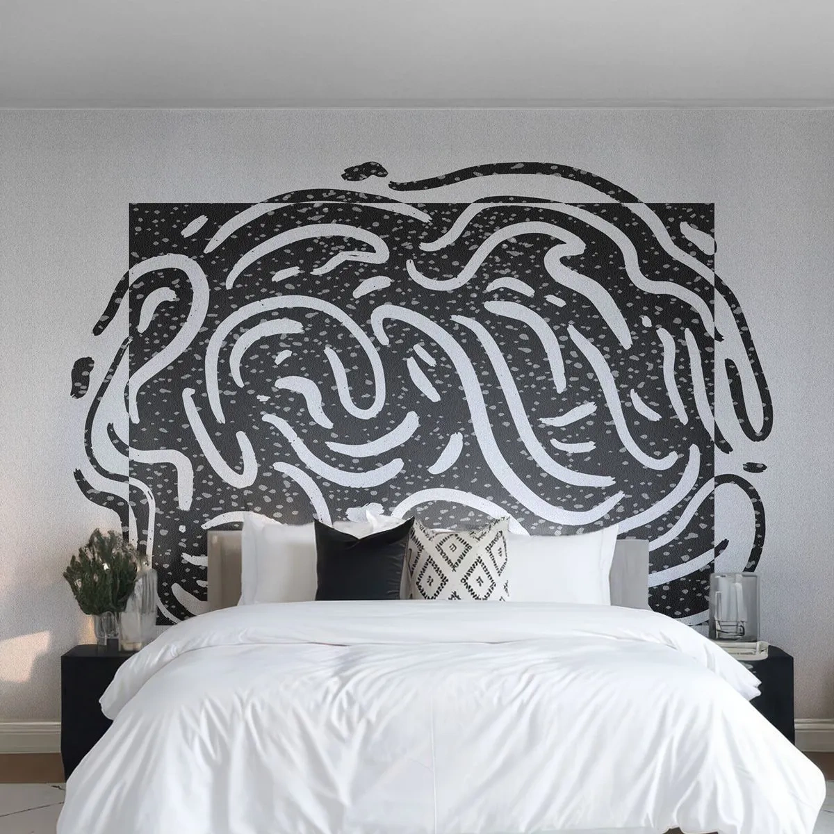 Fototapeta Premium Canvas - Abstrakcia: tanec radosti - Boho, Čierna a biela, Minimalizmus - 250x175 cm