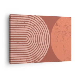 Obraz na plátne - Geometrické vzory v odtieňoch terakoty na vintage pozadí - 70x50cm - Blízky vzťah - Moderná nástenná dekorácia do obývacej izby a spálne ARTTOR