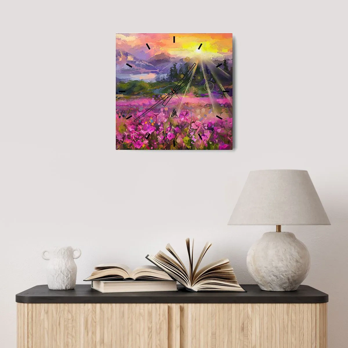 Nástenné hodiny - V údolí v starostlivosti slnka - 30x30 cm