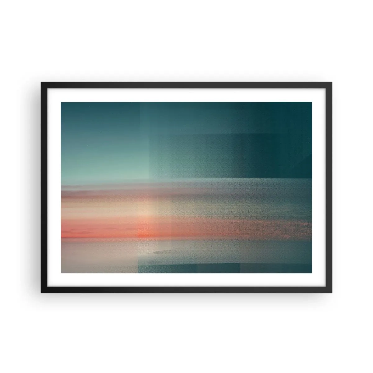 Plagát v čiernom ráme - Abstrakcia: vlny svetla - 70x50 cm