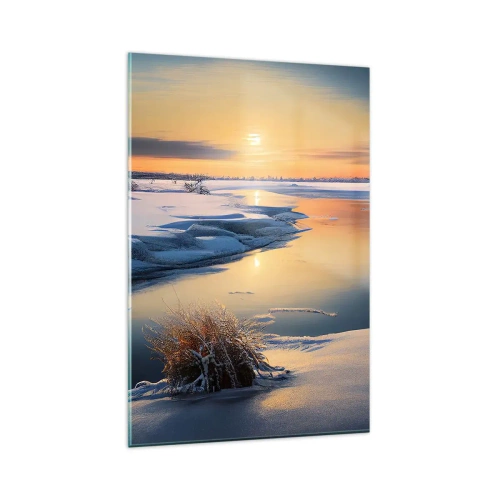 Obraz na skle - Zimný západ slnka - 80x120 cm