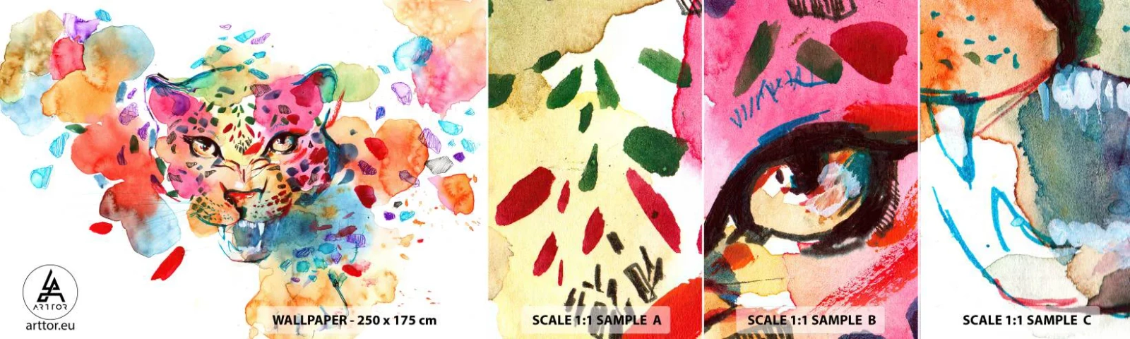 Vzorka Fototapeta Standard Eco - Kráska a zviera - Panther, Zvieratá, Abstrakcia - 100x30 cm