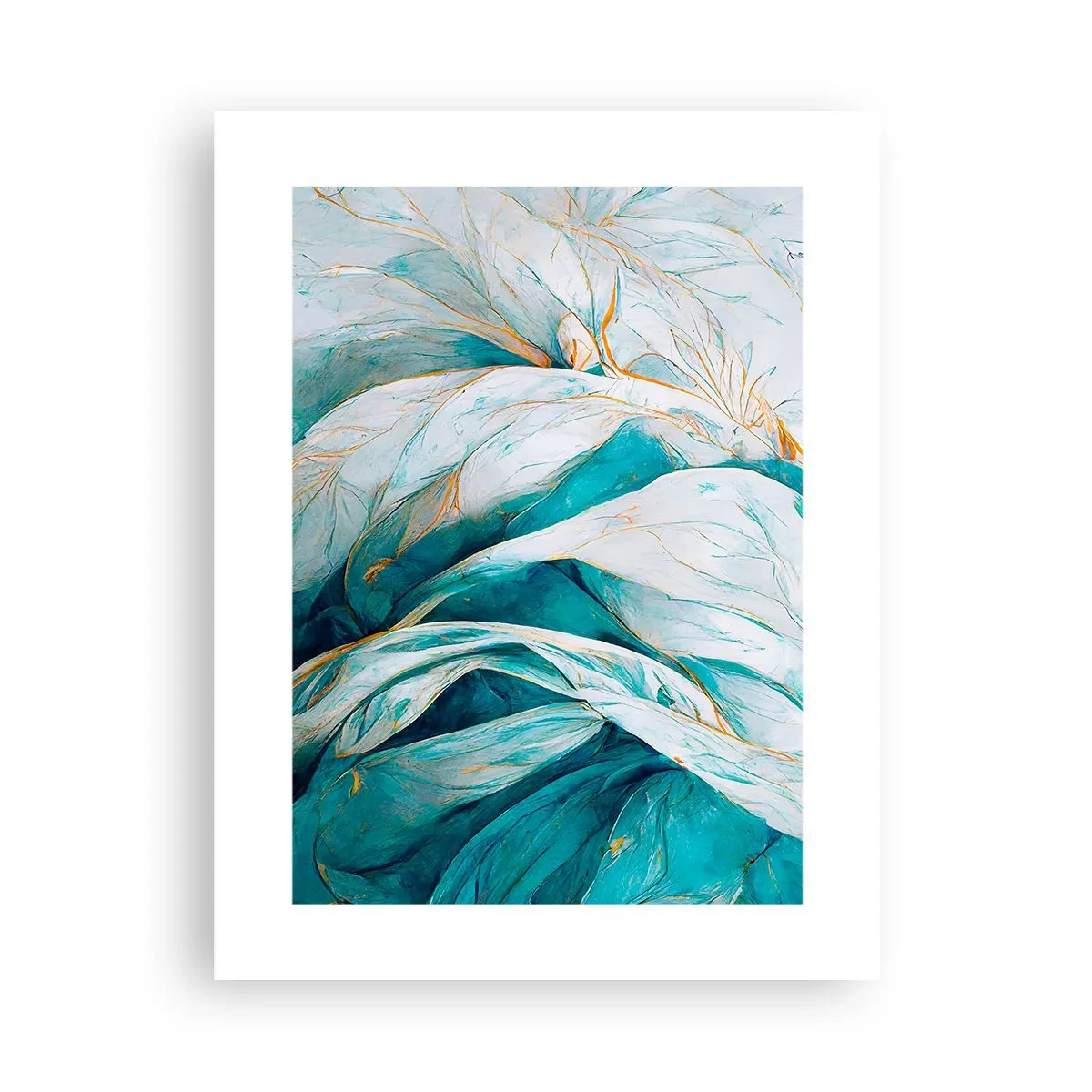Plagát - Modrá abstrakcia so zlatým motívom - 30x40 cm