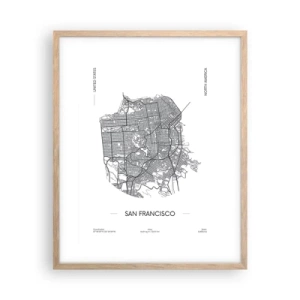 Plagát v ráme zo svetlého duba - Anatómia San Francisca - 40x50 cm