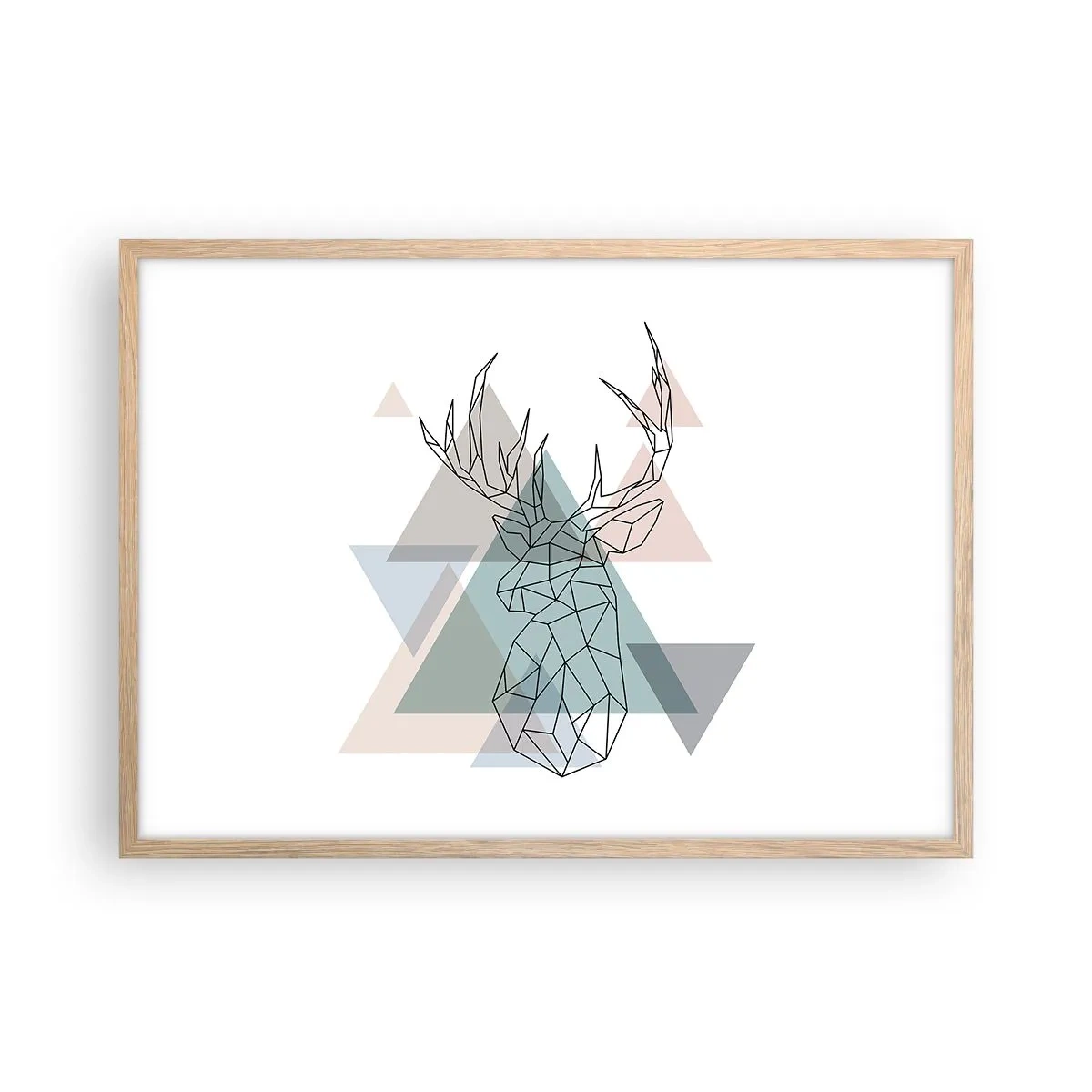 Plagát v ráme zo svetlého duba - V geometrickom lese - 70x50 cm
