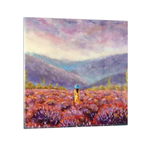 Obraz na skle - V levanduľovom svete - 30x30 cm