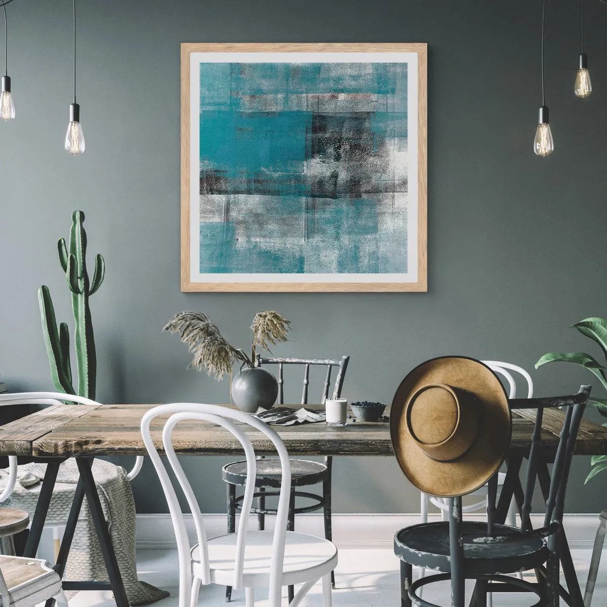 Plagát v ráme zo svetlého duba - Voda a vzduch - 50x50 cm