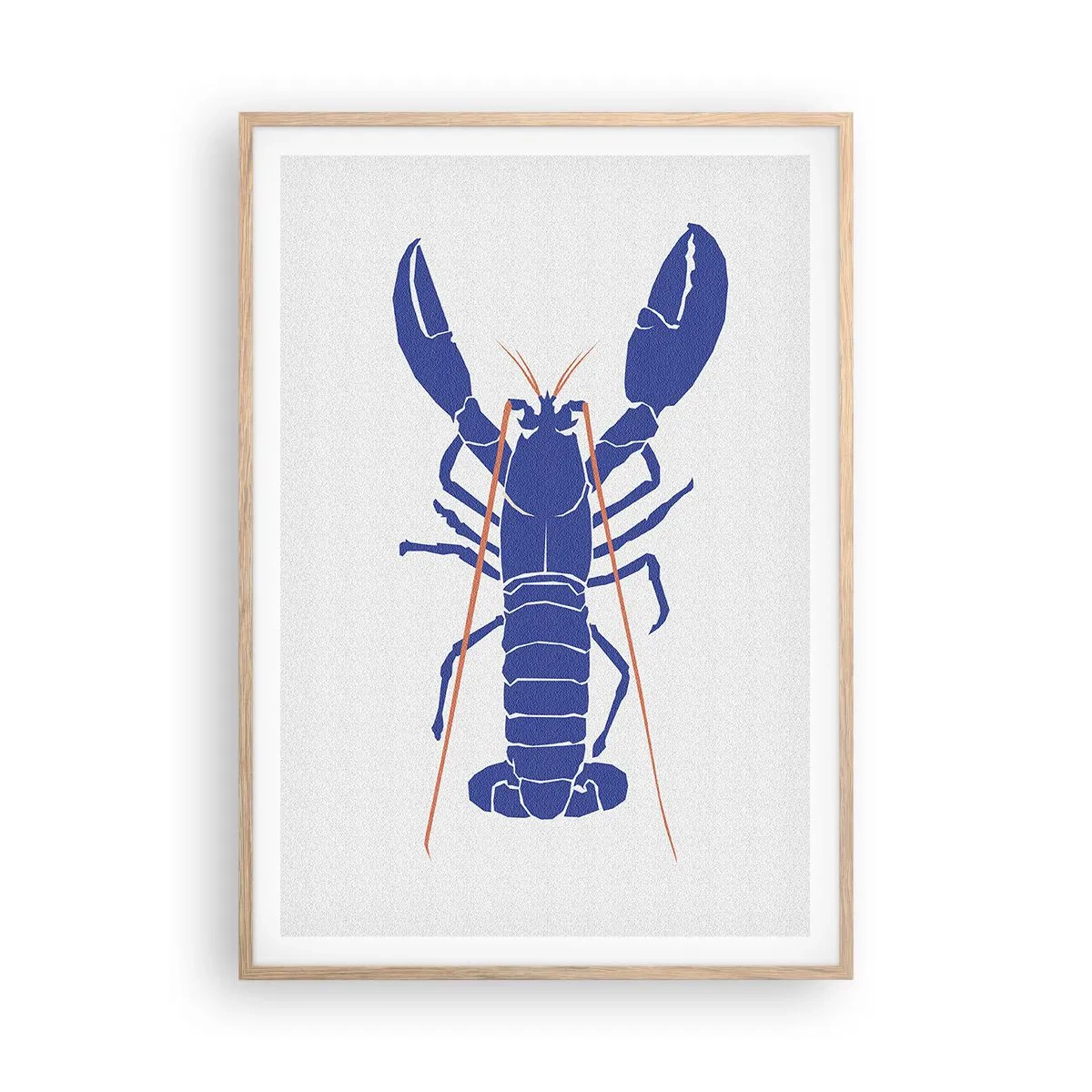 Plagát v ráme zo svetlého duba - Elegantný modrý homár - 70x100 cm