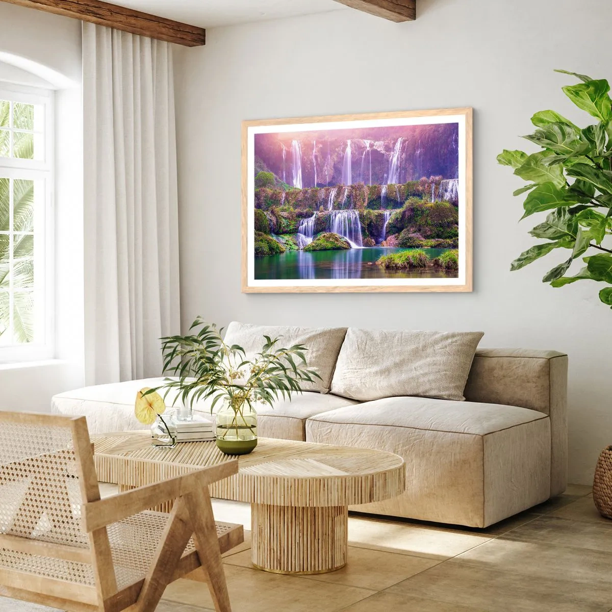 Plagát v ráme zo svetlého duba - Schody do neba - 70x50 cm