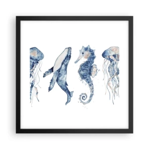 Plagát v čiernom ráme - Morská divočina - 40x40 cm