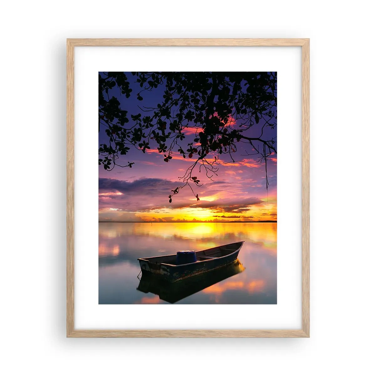 Plagát v ráme zo svetlého duba - „Zdá sa, že visíš uprostred neba…“ - 40x50 cm