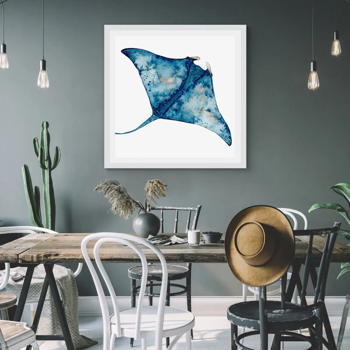 Plagát v bielom ráme - Modrý život - 30x30 cm