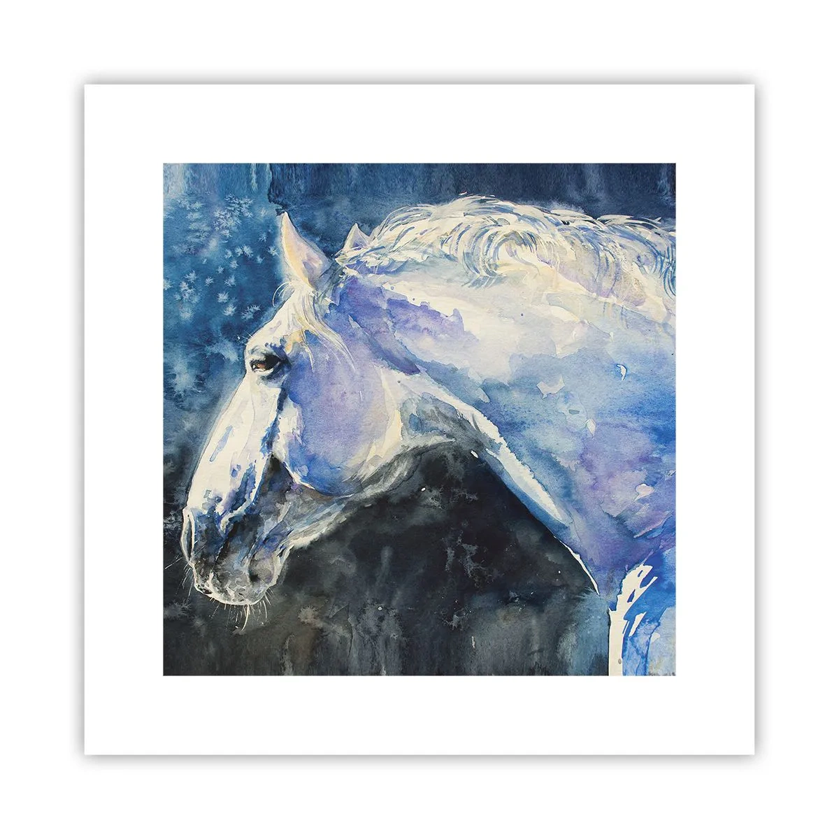 Plagát - Portrét v modrej žiare - 30x30 cm