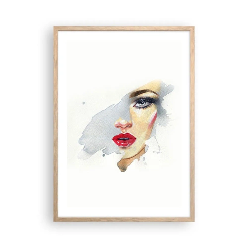 Plagát v ráme zo svetlého duba - Odraz v kvapke vody - 50x70 cm