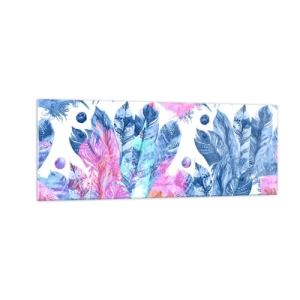 Obraz na skle - Chocholy v ružovej a blankytnej - 140x50 cm